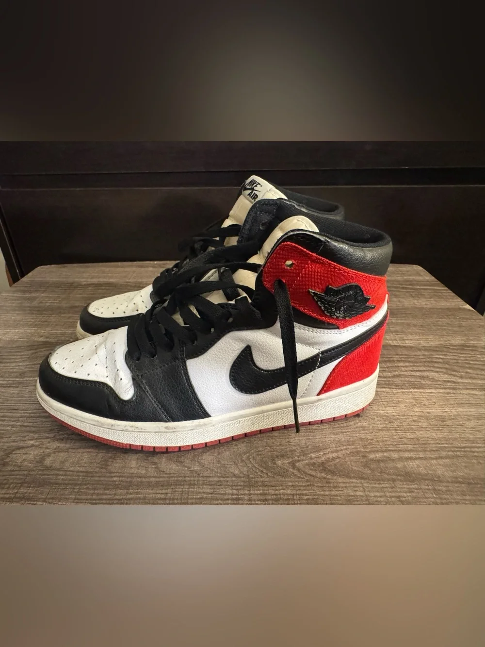 Jordan Kids High-Top Sneakers in White, Black & Red
